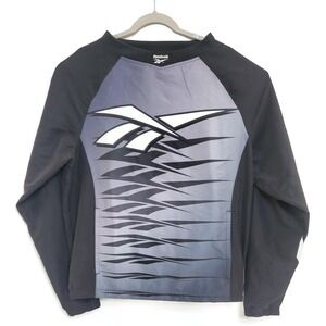 Reebok‎ Pullover Jacket Mens Medium Windbreaker Athletic Training Black White